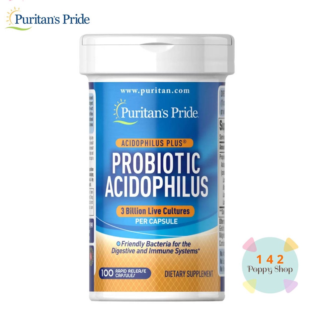 โปรไบโอติก Puritan's Pride Probiotic Acidophilus with Pectin 3 billion/ 100 Capsules