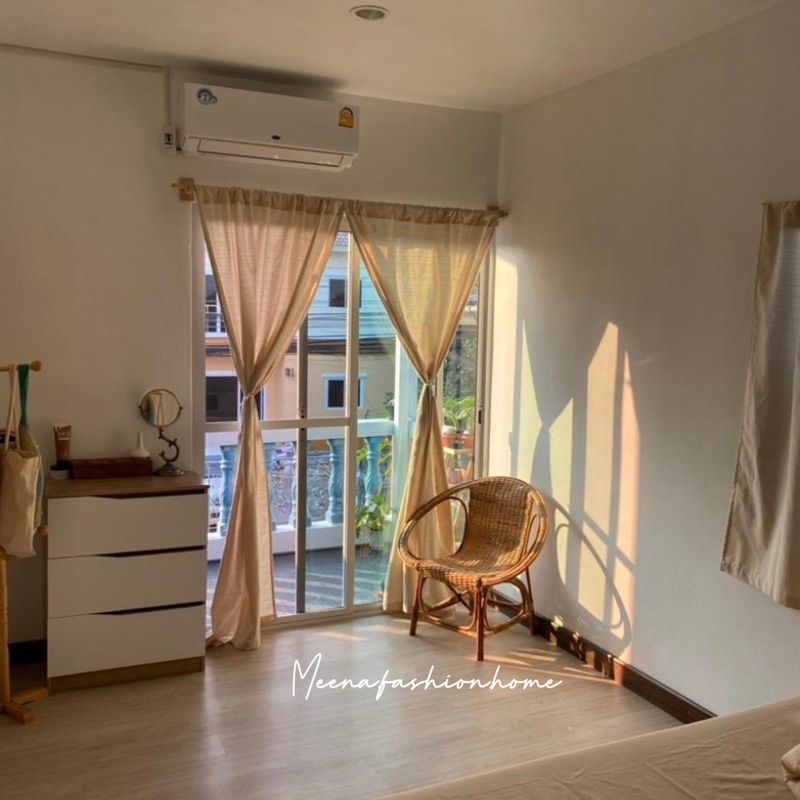 แนะนำ ผ้าม่าน ผ้าม่านผ้าฝ้าย 100% สไตล์มินิมอล ผ้าม่านหน้าต่างและประตู (เทคเจอร์ในตัว) ราคาพิเศษ มีเก็บเงินปลายทาง