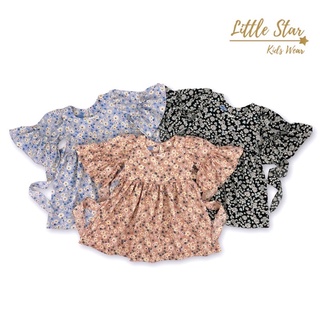 ⭐️Littlestar 👧🏻 NEW BELLA MINI DRESS  มินิเดรสแขนกระดิ่ง ลายดอกไม้น่ารักสดใส ผ้าไหมอิตาลีนุ่ม GND0185