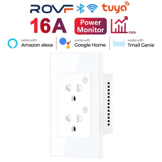 ROVF ปลั๊กไฟ wifi Smart Socket  smart plug  การควบคุมระยะไกล สมาร์ทปลั๊กไฟ สามารถสั่งงานด้วยเสียงผ่าน Google Homeได้ 2+1