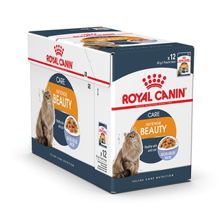 Royal Canin Intense Beauty Pouch Gravy อาหารเปียก สำหรับแมวโต บำรุงขนและผิวหนัง เกรวี่ 85 กรัม x 12 ซอง