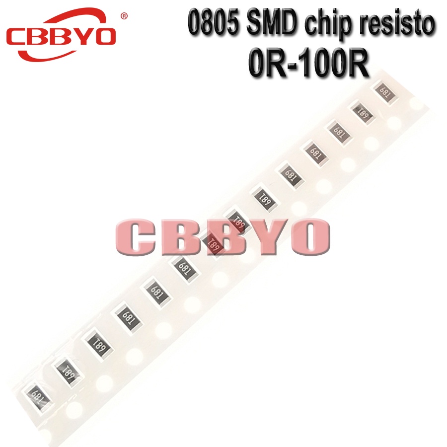 100pcs 08805 1% 1/8W SMD ตัวต้านทานชิป 0R-100R 1R 1.8 R 2.7 R 3R 3.9 R 5.1 R 20R 47R 51R 91R โอห์มยี่ห้อใหม่