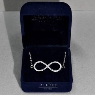 สร้อยเพชรเงินแท้925 ชุบเคลือบทองคำขาว [ Infinity ] ALLURE Jewelry