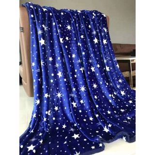 tasa 004 ผ้าห่มนาโน ขนาด 6 ฟุต (180x200) ซม.สีน้ำเงิน ลวดลายดาวกระจายฟรุ้งฟริ้ง วินเทจ