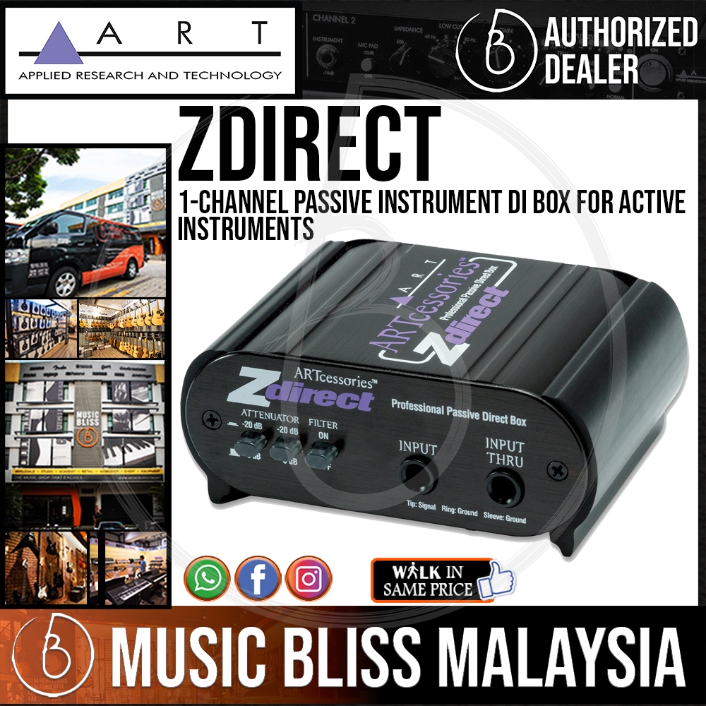 ART ZDirect 1 ช่อง Passive Instrument DI Box สําหรับเครื่องมือที่ใช้งาน (อะคูสติก, ไฟฟ้าและเบส)