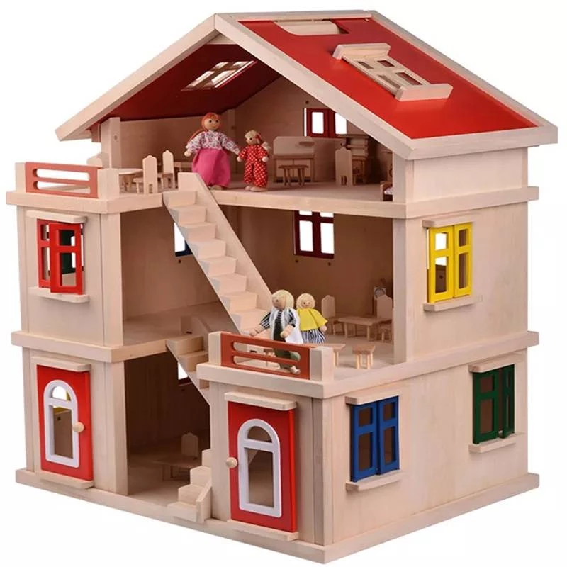 บ้านไม้ประกอบของเล่นเด็ก บ้านตุ๊กตา House Villa thumbnail 10