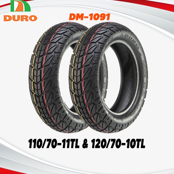 ยางนอกเวสป้า หน้า110/70-11 หลัง120/70-10 (ไม่ใช้ยางใน)Duro BM1091