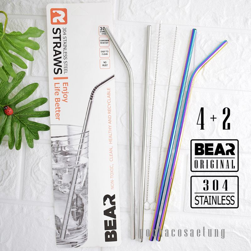 หลอด BEAR สเเตนเลส304 สีไม่ลอก ไม่ขึ้นสนิม ล้างแล้วนำกลับมาใช้งานได้เรื่อยๆ ของเเท้ มีประกัน - รูปที่ 2