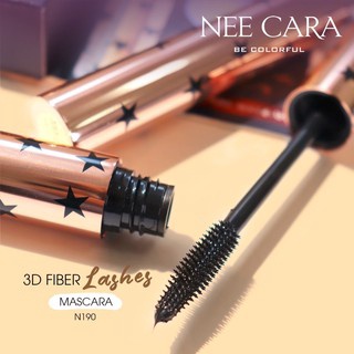 NEE CARA MASCARA 3D FIBER LASHES N190 นีคาร่า มาสคาร่า มาสคาร่ากันน้ํา ที่ปัดขนตา