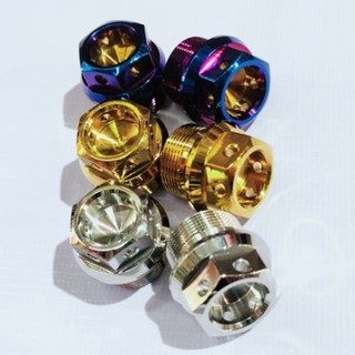 น็อตอุดหัวโช๊คแบบหัวเจาะใส่รถSONICสีเลส/สีทอง/สีน้ำเงินงานดีคุ้มราคา