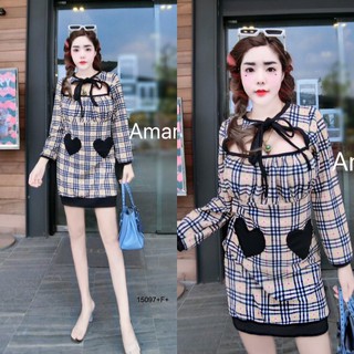 👗Pfashion [ส่งไว!!🚛] P15097  เดรส BBR ผูกโบว์คอแขนยาว BBR dress with bow neck long sleeves