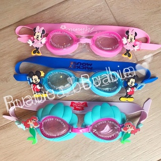 แว่นตาว่ายน้ำ แว่นกันน้ำสำหรับเด็ก ลายลิขสิทธิ์  Mickey Mouse Minnie Little Mermaid สายสิลิโคนปรับได้ มิกกี้ เงือกน้อย