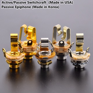 Hs-1/4 แจ็คเอาท์พุต 6.35 มม. Active Passive Switchcraft (ผลิตในอเมริกา) และ Epiphone (ผลิตในเกาหลี) สําหรับกีตาร์ไฟฟ้า เบส (พร้อมส่ง)