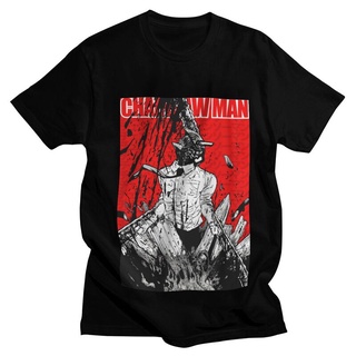 oversize T-shirt เสื้อยืดแขนสั้น ผ้าฝ้าย พิมพ์ลายกราฟฟิคการ์ตูนอนิเมะ Chainsaw Man สไตล์ฮาราจูกุ สําหรับผู้ชาย S-5XL