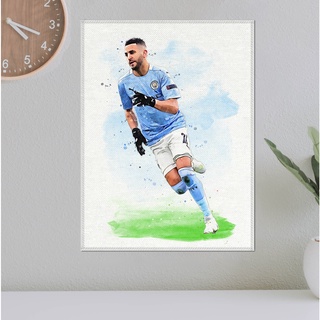 โปสเตอร์ ผ้าแคนวาส ริยาด มาห์เรซ Riyad Mahrez ภาพวาด ศิลปะ นักบอล นักฟุตบอล