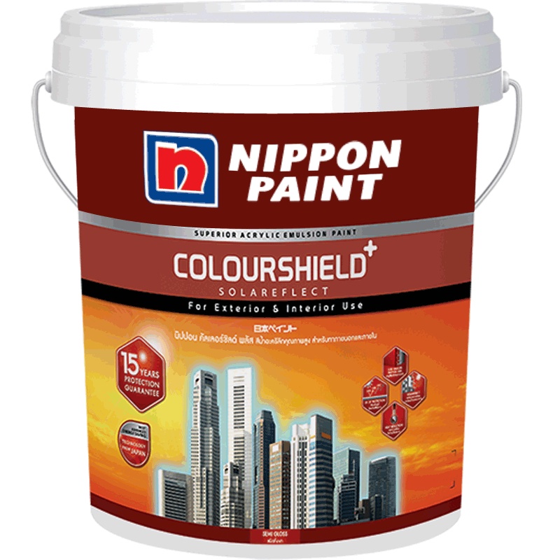 สีน้ำอะคริลิค ทาบ้าน นิปปอนเพนต์ คัลเลอร์ชิลด์ พลัส ทาภายนอกและภายใน สีขาว กึ่งเงา ขนาด 18.925 ลิตร 