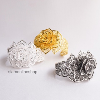 กำไลดอกไม้ฉลุลาย เลือกสีได้ (เงิน ทอง รมดำ) รุ่น siam-silbra1002 by siamonlineshop