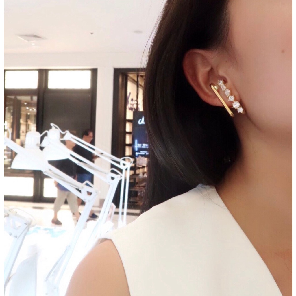 Swan حلق Olivia فضة حقيقية بالزركون — ذهبي — صورة 8