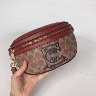 Coach Belt Bag In Signature Canvas With Rexy By Guang Yu