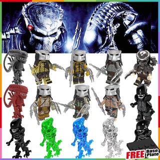 Movie Series Minifigures Predator Warrior Alien โปร่งใส Predator Skeleton Alien ของเล่นของขวัญมินิฟิกเกอร์