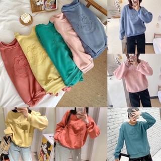 ⚡️พร้อมส่ง⚡️เสื้อกันหนาว เเขนยาว สีพื้น เอลโม่