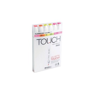 SHINHAN TOUCH TWIN BRUSH MARKERS (FLUORESCENT, SET OF 6)