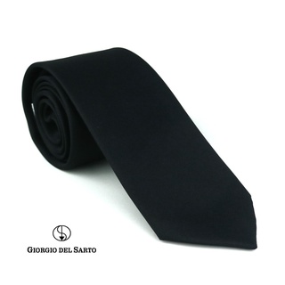 Giorgio Del Sarto Necktie D 7.5 cm Silk Black with Fabric Texture เนคไทผ้าไหมสีดำมีเท็กเจอร์