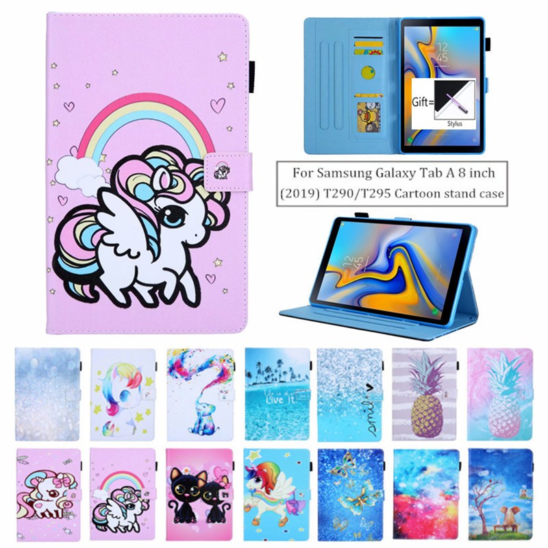 เคสหนัง ลายยูนิคอร์น สําหรับแท็บเล็ต samsung galaxy 2019 sm - t 290 t 295 8 นิ้ว