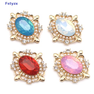 Fstyzx กระดุมอะคริลิค ประดับมุก พลอยเทียม สีเงิน 30*34 มม. Diy 1 ชิ้น