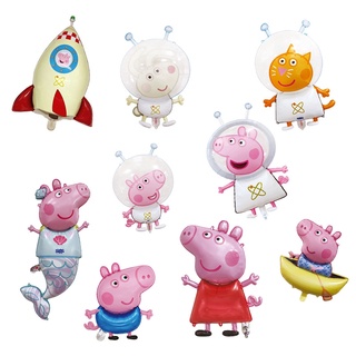 ใหม่ ลูกโป่งอลูมิเนียม ทรงกลม ลายการ์ตูน Peppa Pig สําหรับตกแต่งวันเกิด