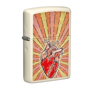 Zippo ไฟแช็กรุ่น 49397 Heart Design Cream Matte ของแท้ รับประกันตลอดชีวิต นำเข้าและจำหน่ายโดยตัวแทนจำหน่าย