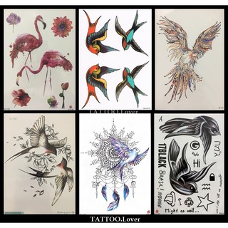 👍แทททูลายนกสวยงาม🦜สวยเหมือนสักจริง✨Tattoo Sticker✨ สติ๊กเกอร์รอยสักปลอมชั่วคราวกันน้ำได้