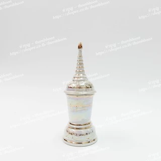 โกศ เซรามิกสีมุก ลายดอกสีทอง มีหลายขนาด (ทรงกลม/ทรงเหลี่ยม)