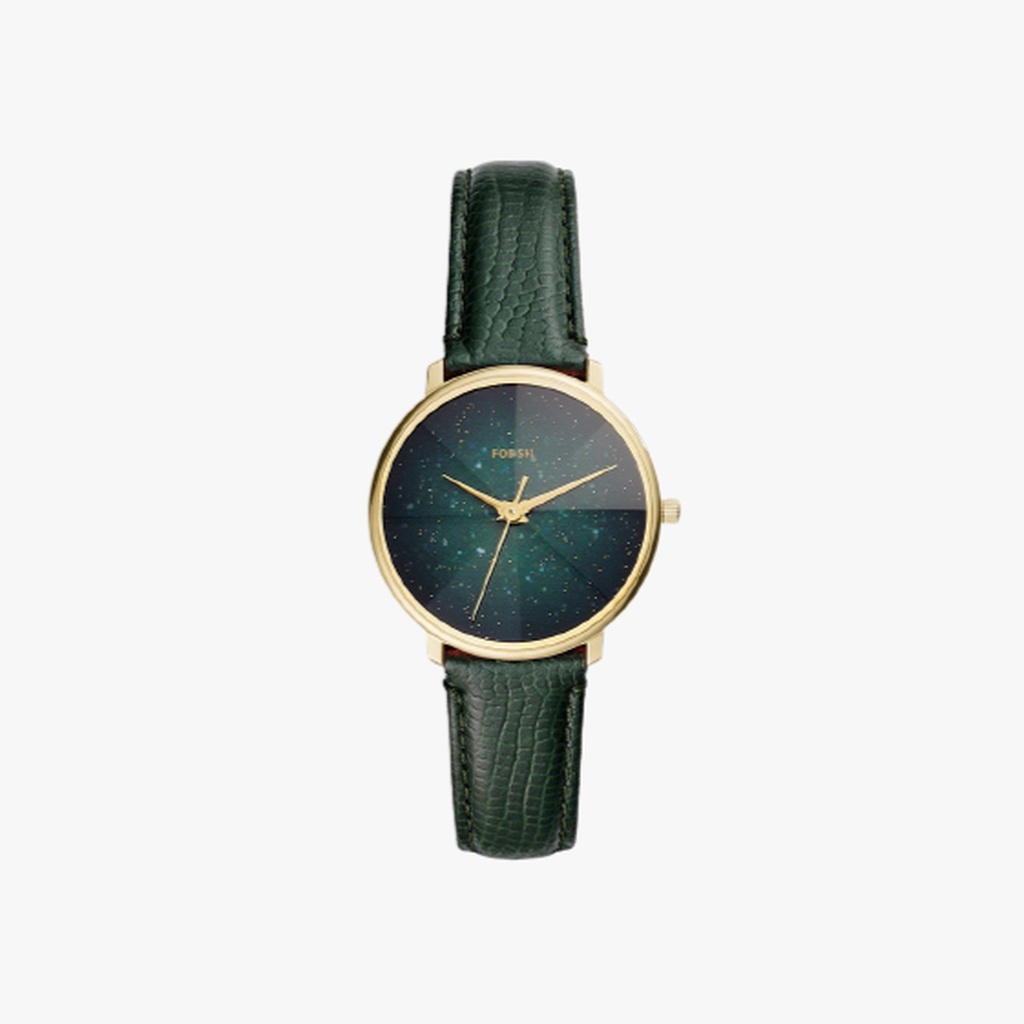 Fossil นาฬิกาข้อมือผู้หญิง Fossil Prismatic Galaxy Three-Hand Green Leather Watch Green รุ่น ES4730