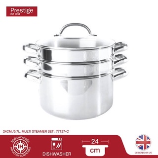 🇬🇧[DISIGNED IN UK] PRESTIGE ชุดหม้อนึ่งและชั้นนึ่ง 2 ชั้น รุ่น 77127C ขนาด 18 / 20 / 24 ซม.