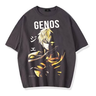 เสื้อยืดผ้าฝ้ายพรีเมี่ยม เสื้อยืดแขนสั้น พิมพ์ลายอนิเมะ ONE PUNCH MAN GENOS VINTAGE ขนาดใหญ่ สําหรับผู้ชาย S-5XL