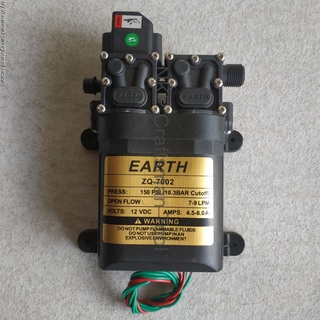 มอเตอร์ปั๊มคู่ 10.3 bar (Pump motor) EARTH ZQ-7002 ปั๊มน้ำ 12V12AM มอเตอร์แรง ปั้มน้ำได้เร็ว