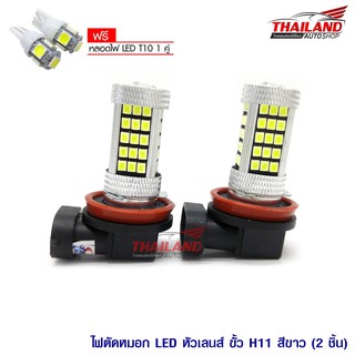 LED หลอดไฟตัดหมอก ขั้วหลอด H11 แสงสีขาว / 1 คู่ พิเศษ แถมไฟหรี่ T10 สีขาว 1 คู่