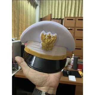 หมวกข้าราชการ หมวกหม้อตาล ชุดข้าราชการ ชุดปกติขาว พร้อมครุฑปักดิ้นทอง