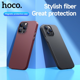 Hoco เคสชาร์จไร้สาย PC แข็ง คาร์บอนไฟเบอร์ บางมาก กันกระแทก สําหรับ iph 14 Pro Max iph 14 Plus