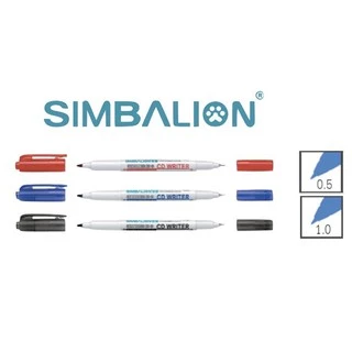 ปากกาเขียนซีดี 2 หัว ดำ แดง น้ำเงิน SIMBALION CD-30