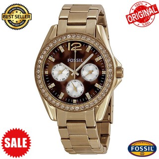 นาฬิกา Fossil Riley Multifunction Brown Dial Gold-tone ladies Watch Es3364