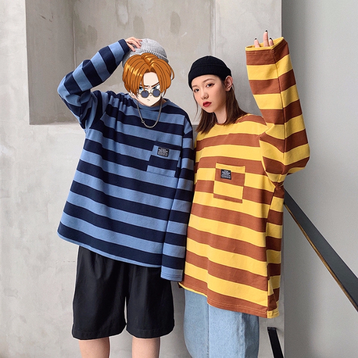เสื้อลายทาง เสื้อยืด แขนยาว oversize