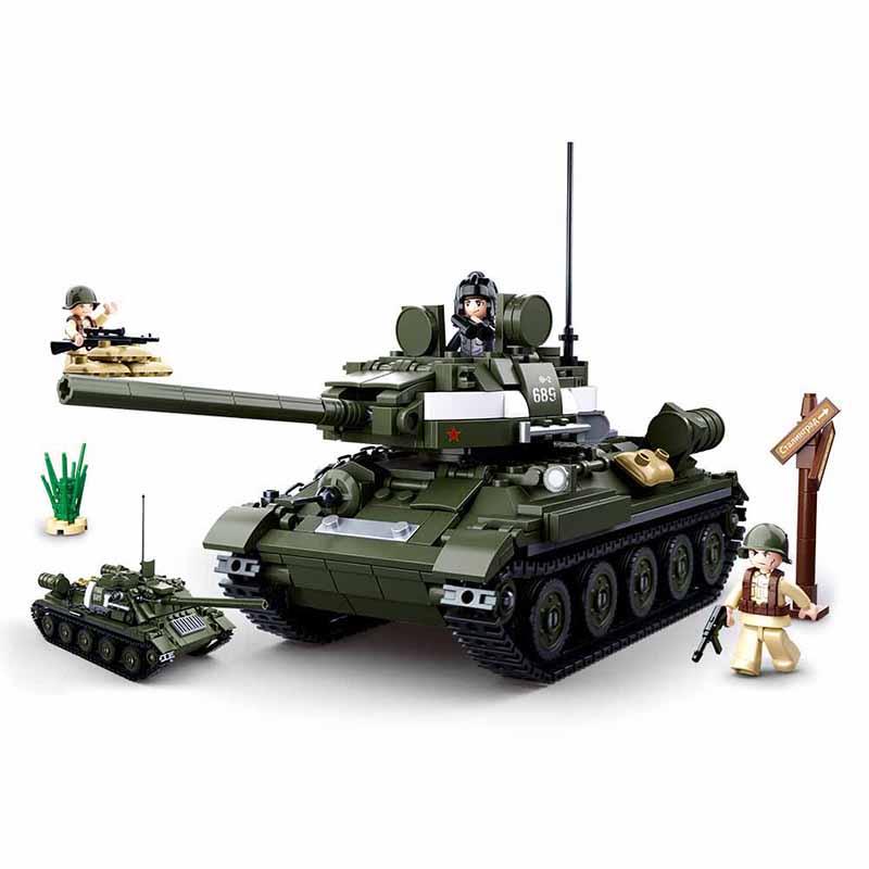 887pcs 2 In 1 T-34\85 Medium Tank Building Blocks เด็กการศึกษาของเล่นยี่ห้ออิฐ DIY ประกอบ