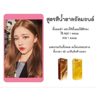 Berina สีย้อมผมเบอรีน่า ครีมเปลี่ยนสีผม โทนน้ำตาลอัลมอลด์ แพค 2 กล่อง A26 / A16 ( 50 ml : 50 ml )