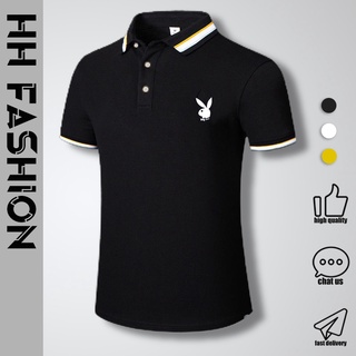 【M-5XL】เสื้อยืดโปโลแขนสั้น คอปก ขนาดใหญ่ พิมพ์ลาย Playboy Ralph Lauren สําหรับผู้ชาย