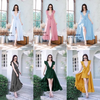 👗Pfashion [ส่งไว!!🚛] P6960 แม็กซี่เดรสแต่งปีกระบาย flared wings maxi dress