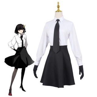 Anime Stray Dogs Cosplay Costume Set Osamu Atsushi Akiko Yosano Dress Coat Top Halloween Party Show