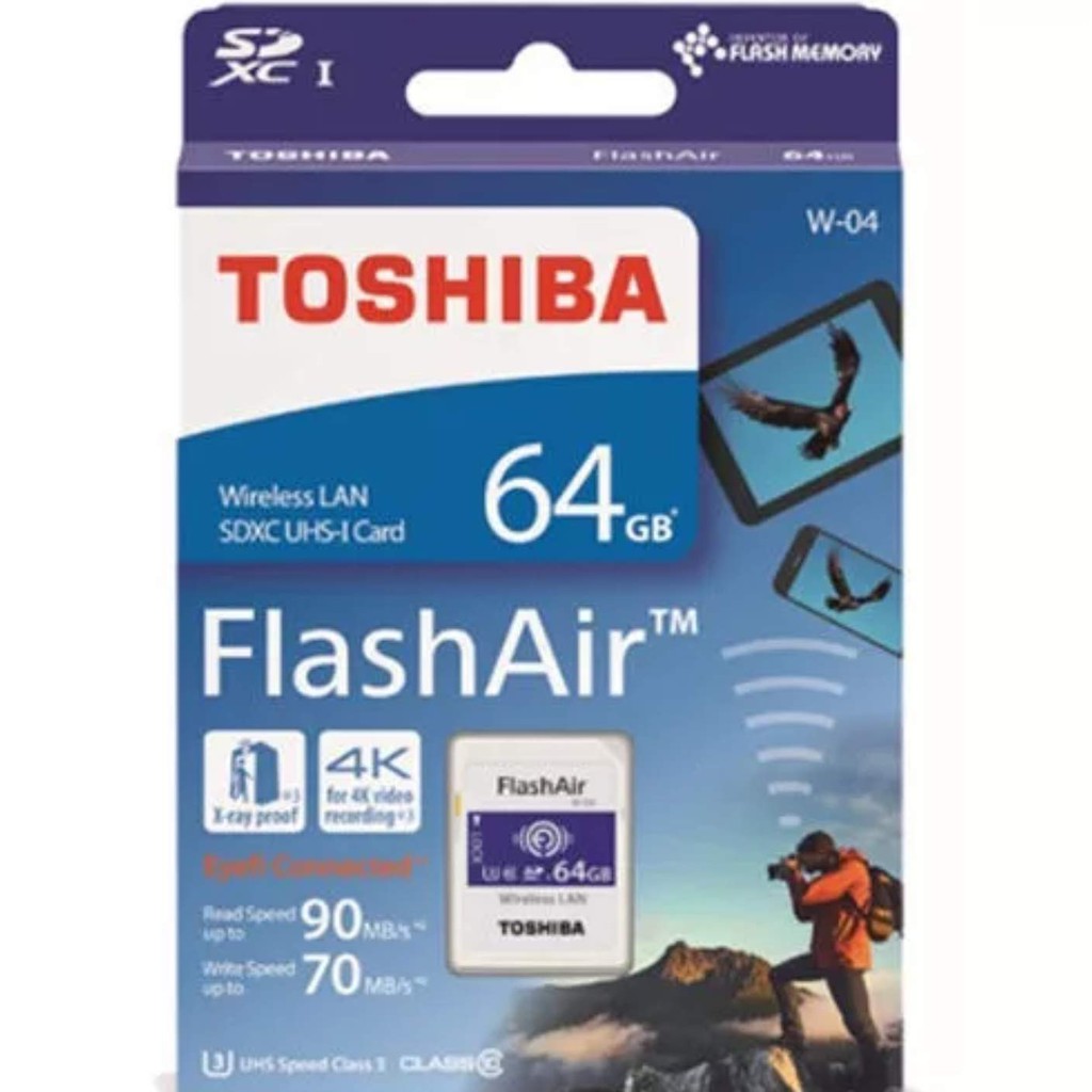 Toshiba FlashAir การ์ดหน่วยความจํา IV ไร้สาย Wifi SD 64GB W-04