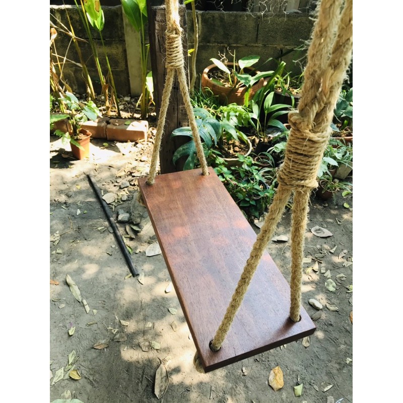 ชิงช้าไม้แผ่นเดียว ชิงช้าตกแต่งสวน 24cm*60cm ฟรีเชือกข้างละ 6 เมตร ชิงช้าสนาม ชิงช้าในสวน ชิงช้าแขวน ชิงช้าเด็ก ชิงช้า